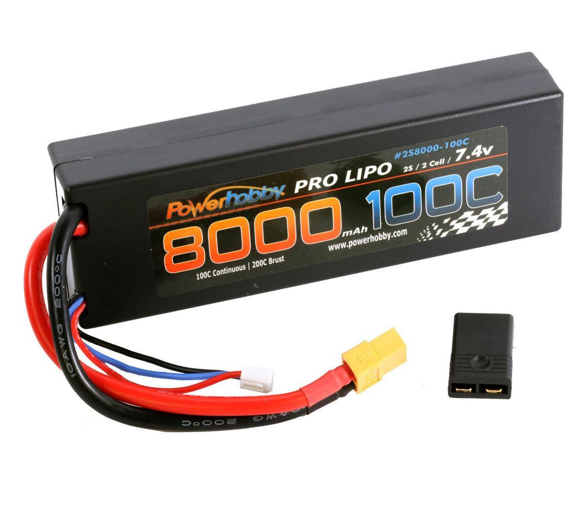 Powerhobby 2s 7.4V 8000mah 100c-200C Lipo Battery W XT60 Plug + Adapter