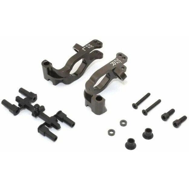 Kyosho IFW629C Aluminum Front Hub Carrier Set Gunmetallic L/R 22゚(MP10)