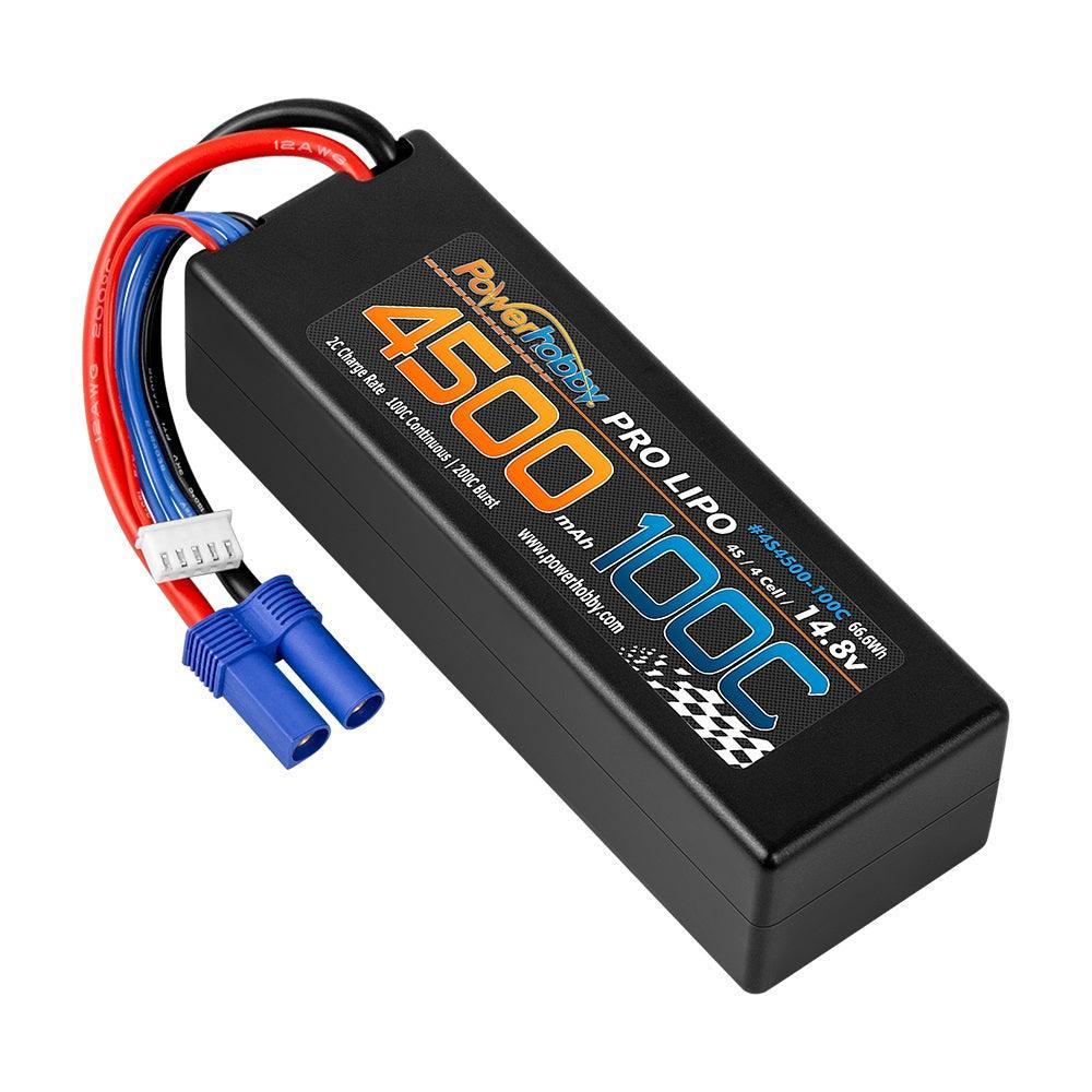 Powerhobby 4s 14.8V 4500mah 100c Lipo Battery EC5 Hard Case 4-Cell
