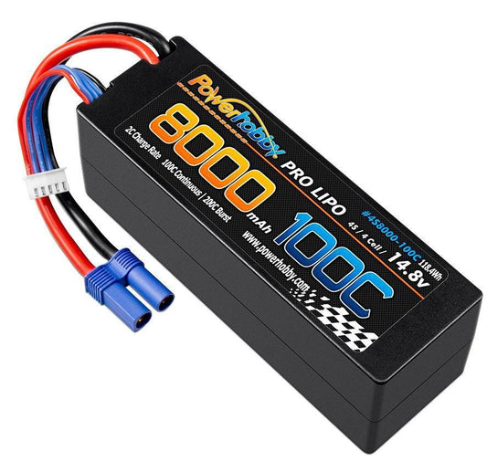 Powerhobby 4s 14.8V 8000MAH 100C Lipo Battery w EC5 Plug Hard Case