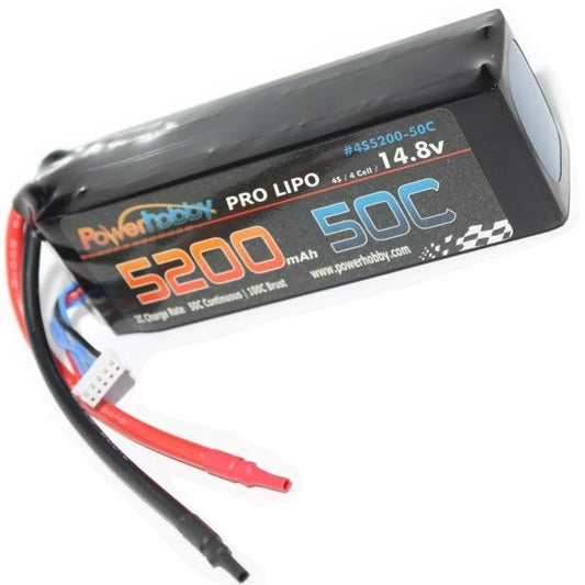 Powerhobby 4S 14.8V 5200mAh 50C Lipo Battery Soft Case 4-Cell