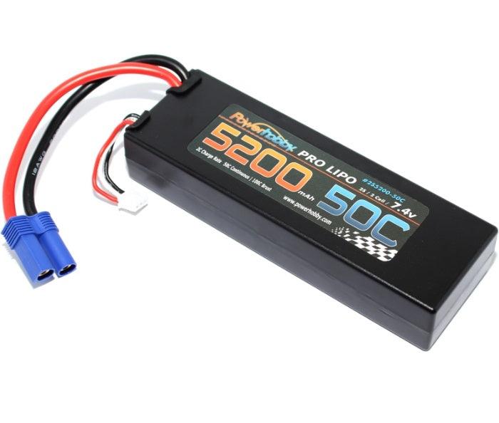 PowerHobby 2S 7.4V 5200mAh 50C Lipo Battery Pack w EC5 Plug Case : Proboat