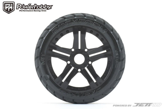 Powerhobby 1/8 Buggy Rockform BELTED Tires Mounted on Black Claw Rims