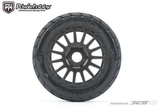 Powerhobby 1/8 Buggy Rockform Belted Tires Mounted on Black Dish Wheels
