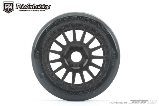 Powerhobby 1/8 Buggy Super Sonic BELTED Tires Mounted on Black Radial Rims