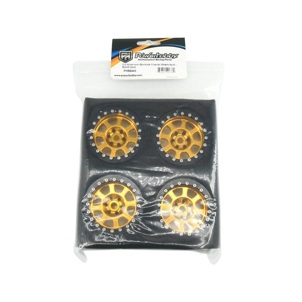 Powerhobby Aluminum 2.2" Beadlock Wheels Gold (4) 1/10 Rock Crawler