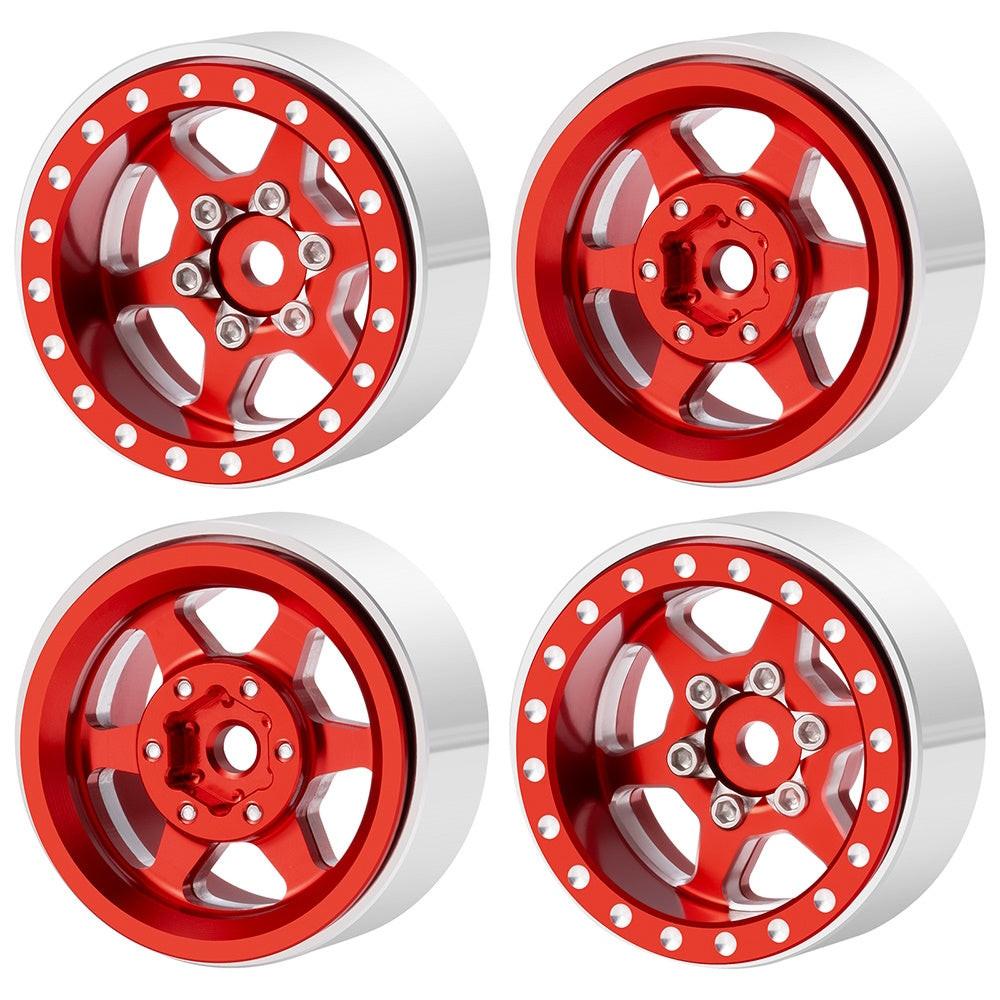 Powerhobby 1.0" Beadlock Wheels Red (4) 1/24 Rock Crawler