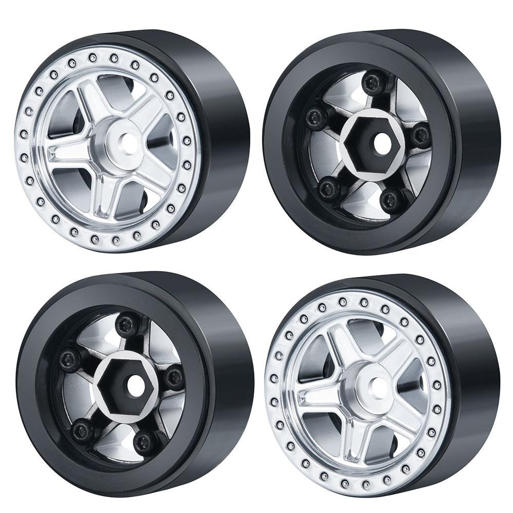 Powerhobby 1.0" Beadlock Wheels Silver (4) 1/24 Rock Crawler