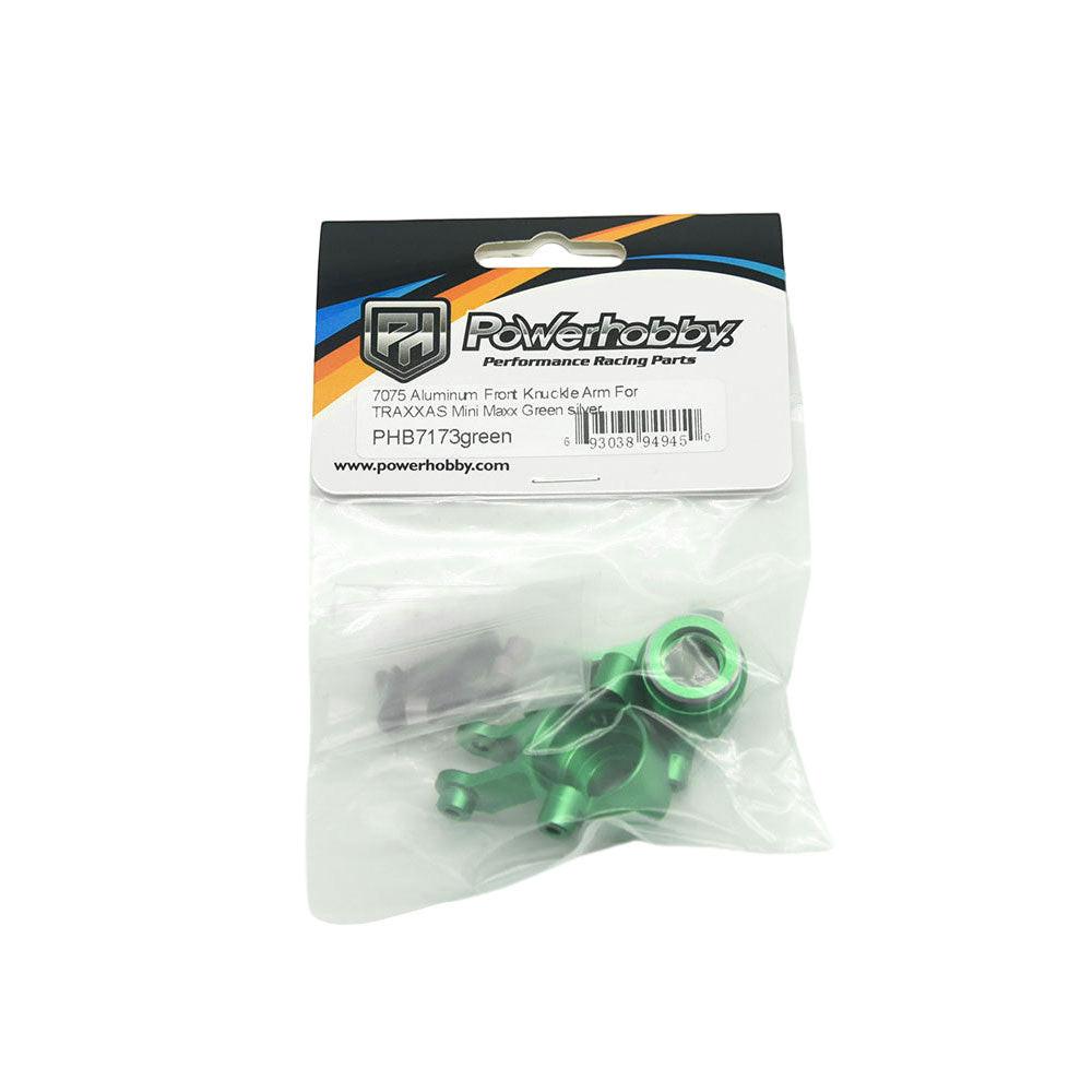 Powerhobby 7075 Aluminum Front Hub / Knuckle Arms Green FOR Traxxas Mini Maxx