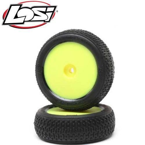 Losi LOS41015 Taper Pin FRont Mounted Yellow Tires / Wheels (2) Mini-B