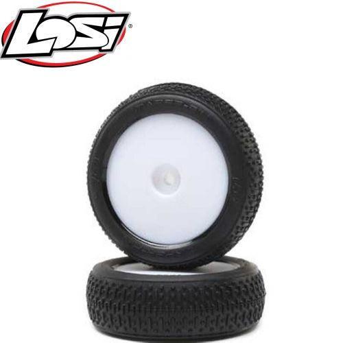 Losi LOS41017 Taper Pin FRont Mounted White Tires / Wheels (2) Mini-B