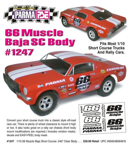 Parma 1247 1/10 Parma '66 Muscle Baja Short Course Drag Clear Body