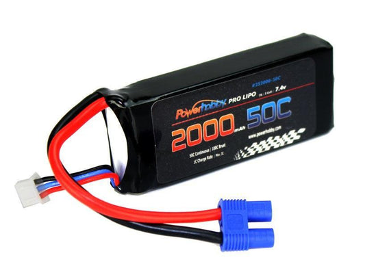Powerhobby 2s 7.4V 2000mah 50c Lipo Battery with EC3 Plug