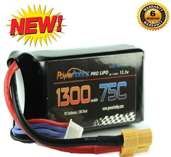Powerhobby 3s 11.1v 1300mah 75c Liop Battery w xt60 Plug