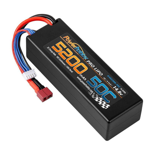 Powerhobby 4s 14.8v 5200mah 50c Lipo Battery w Deans Plug Hard Case LCG