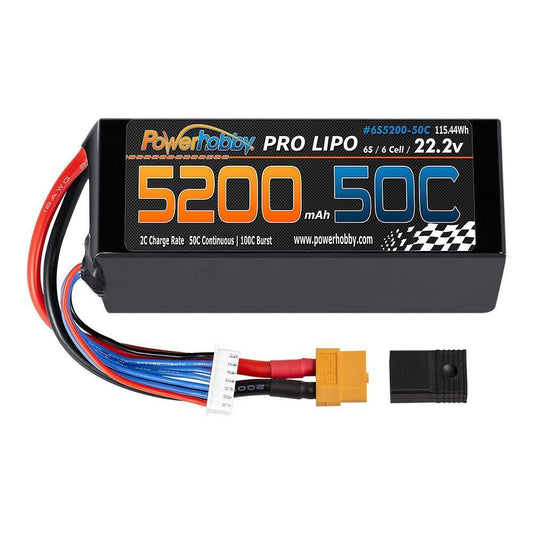 Powerhobby 6S 22.2V 5200mAh 50C Lipo Battery w xt60 Plug + Adapter