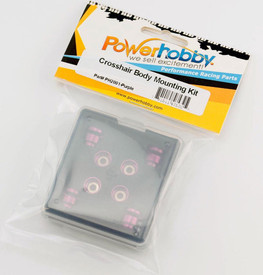 Powerhobby Crosshair Magnetic Body Mount / Mounting Kit 1/10 On Road Purple