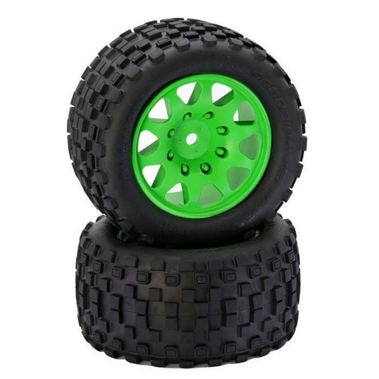 Powerhobby SCORPION XL Belted Tires Viper Wheels 4 Arrma Kraton OUTCAST 8S GREEN