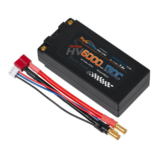 Powerhobby 2S 7.6V 6000mah 130C HV + Graphene Shorty Lipo Battery 5MM