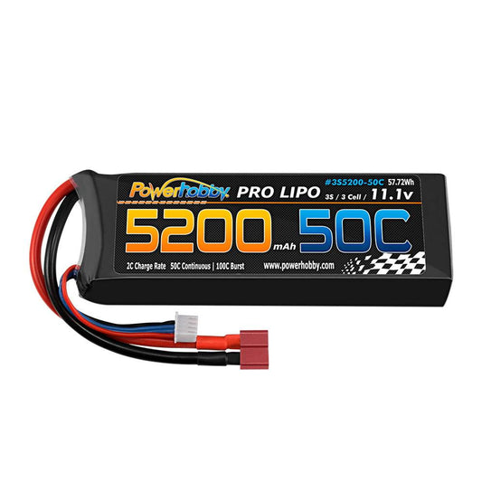PowerHobby 3S 11.1V 5200mAh 50C Lipo Battery Pack w Deans Plug 3-Cell