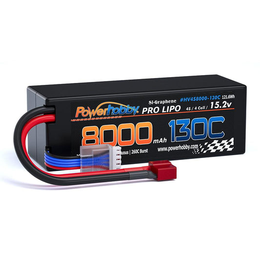 Powerhobby 4s 15.2V 8000MAH 130C HV + GRAPHENE Lipo Battery Deans Plug Hard Case