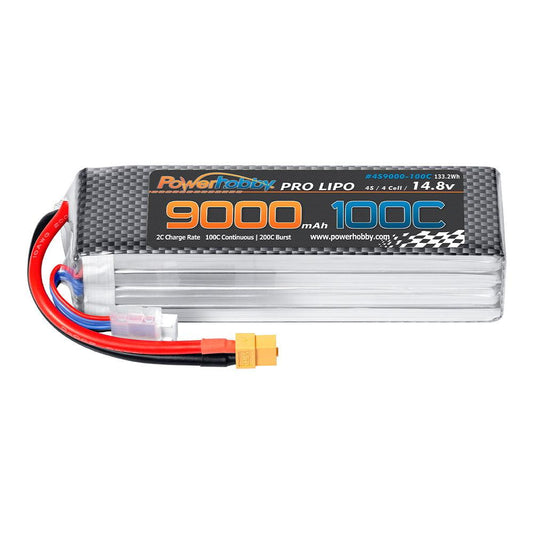 Powerhobby 4s 9000mah 100c Graphene Lipo Battery w XT60 Plug + Adapter
