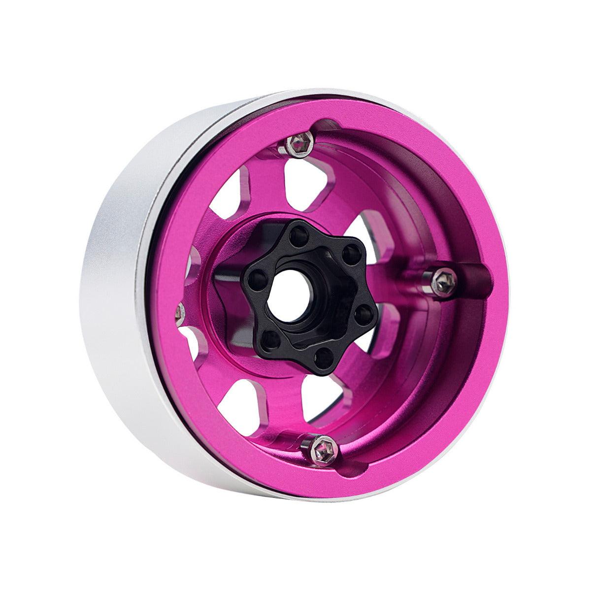 Powerhobby B1 Aluminum 1.9 Beadlock Wheels w 9mm Hubs Pink (4) 1/10 Rock Crawler