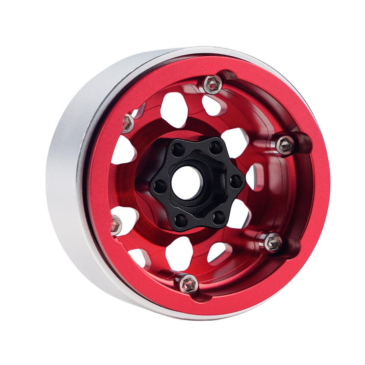 Powerhobby B3 Aluminum 1.9 Beadlock Wheels 9mm Hubs Red (4) 1/10 Rock Crawler