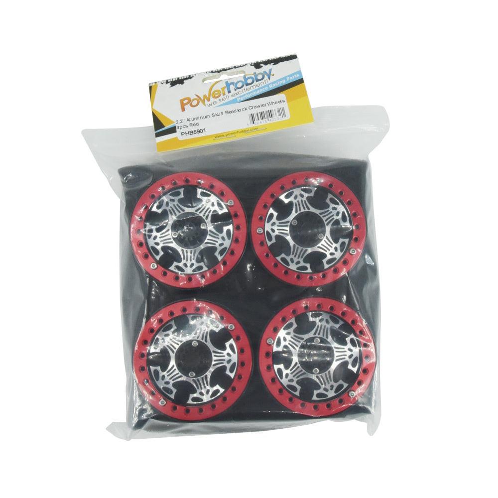 Powerhobby Aluminum 2.2" Beadlock Wheels Red (4) 1/10 Rock Crawler