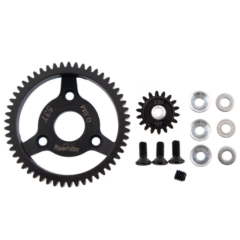 Powerhobby HS 32P 53T 0.8M Spur Gear w 18T Pinion FOR Traxxas Slash 2WD