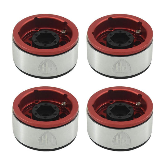 Powerhobby Aluminum 1.55" Beadlock Wheels Red (4) 1/10 Rock Crawler