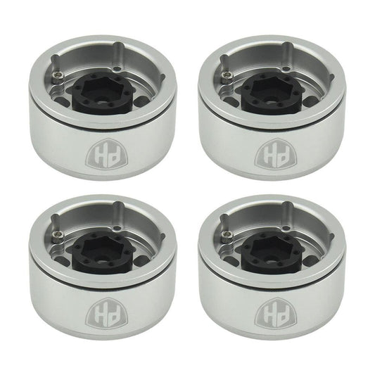 Powerhobby Aluminum 1.55" Beadlock Wheels Silver (4) 1/10 Rock Crawler