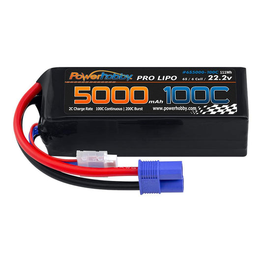 Powerhobby 6s 22.2v 5000mah 100c Lipo Battery w EC8 Plug 8AWG : Oxidean Boat