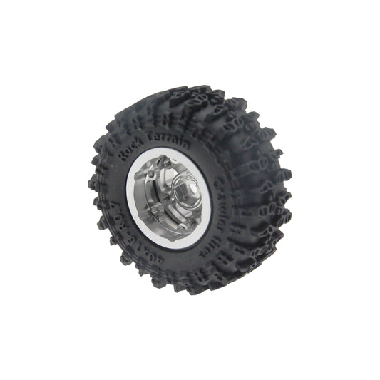 Powerhobby Axial SCX30 0.7" Aluminum Wheels / Tires (4) Silver Type A