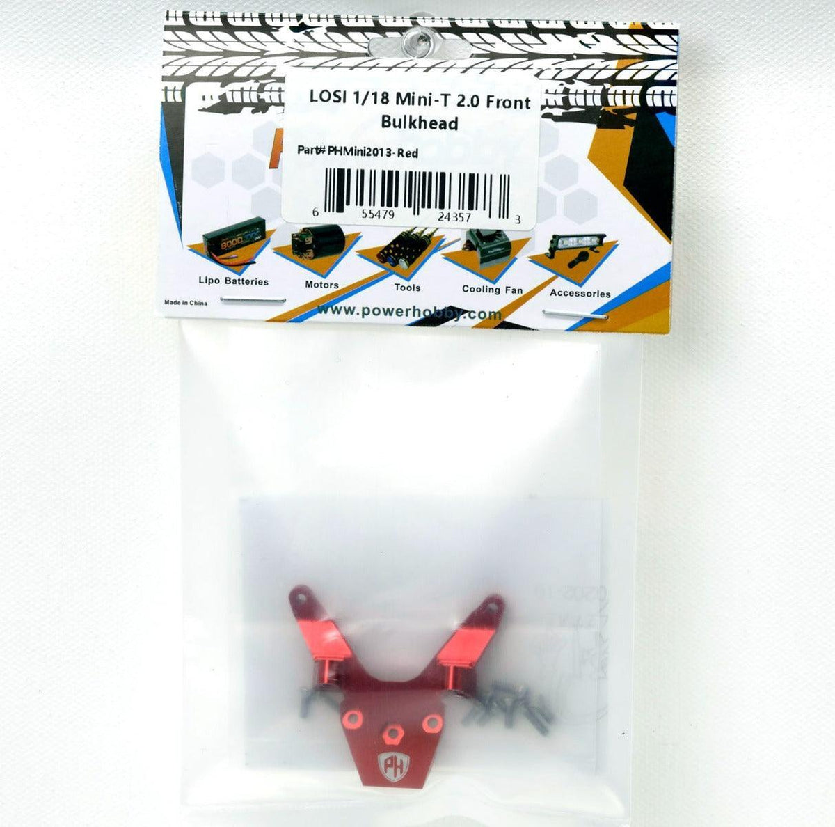 PowerHobby LOSI 1/18 Mini-T 2.0 Aluminum Front Bulkhead MiniT Red