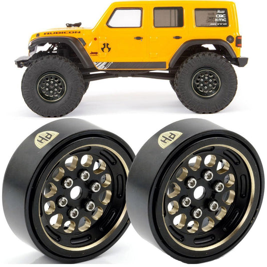 Powerhobby Axial SCX24 1.0" Black Brass Beadlock Crawler Wheels 1/24