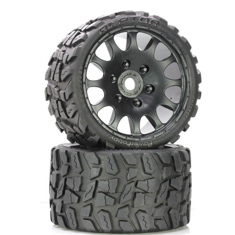 Powerhobby Raptor Belted Monster Truck Tires / Wheels w 17mm Hex (2) Sport