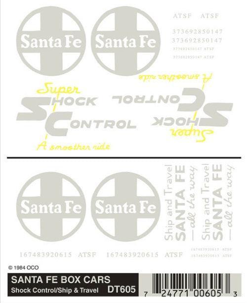 Woodland Scenics DT605 HO Scale Santa Fe Box Cars Decal (1 Sheet)