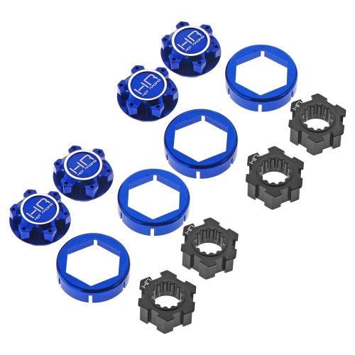 Hot Racing XMX10X06 Aluminum 24mm Hex Hub Wheel Lock Set Blue Traxxas X-Maxx