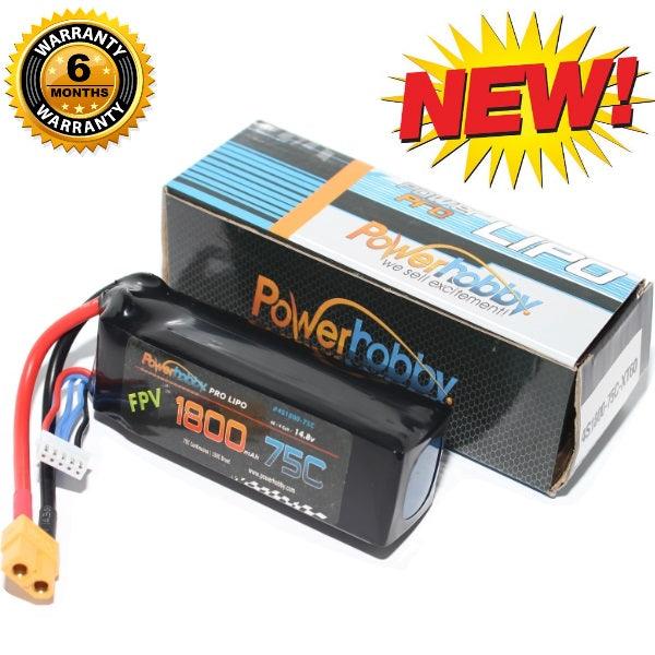 Powerhobby 4S 14.8V 1800mAh 75C w XT60 Plug : Drone / Quad Lipo Battery