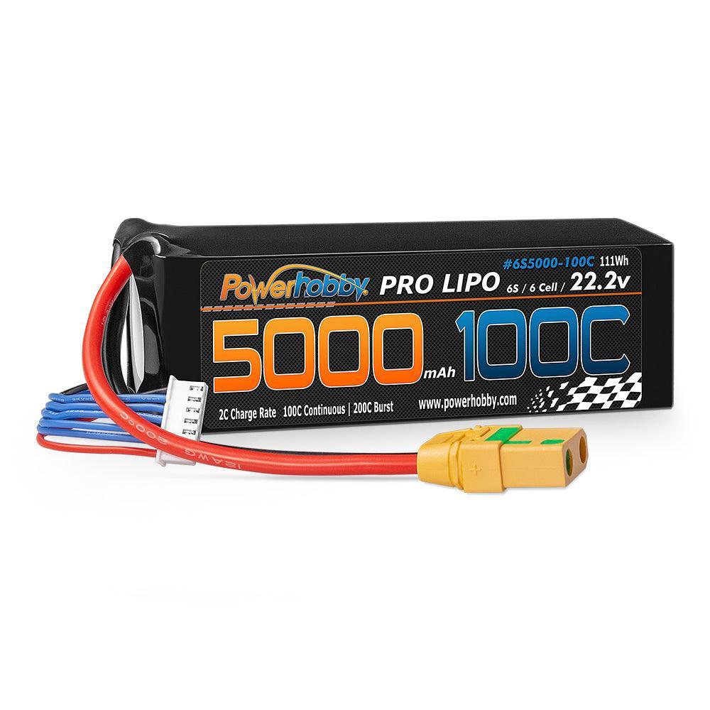Powerhobby 6s 22.2v 5000mah 100c Lipo Battery w XT90 Plug Soft Case