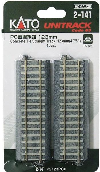 Kato 2-141 Unitrack PC 4-7/8" Concrete Tie Straight Track (4) HO Scale