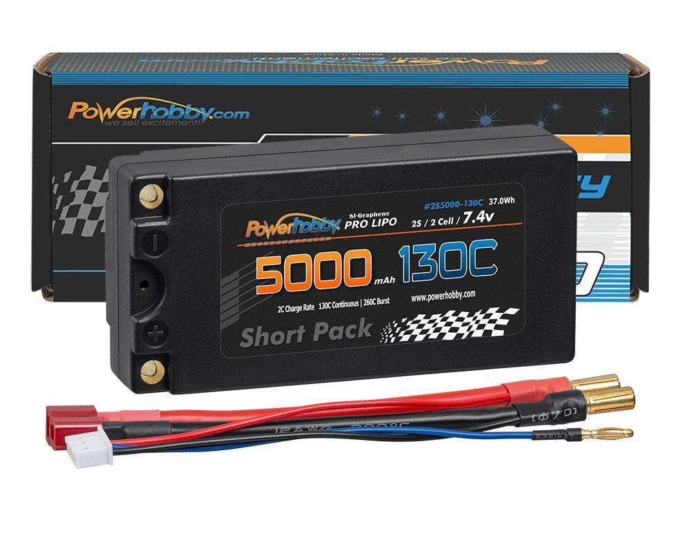 Powerhobby 2S 7.4V 5000mah 130C Graphene Shorty Lipo Battery 5MM