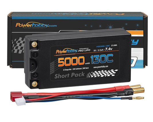 Powerhobby 2S 7.4V 5000mah 130C Graphene Shorty Lipo Battery 5MM