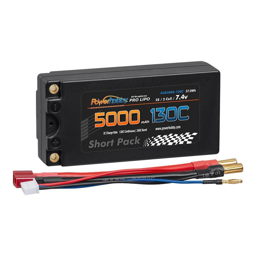Powerhobby 2S 7.4V 5000mah 130C Graphene Shorty Lipo Battery 5MM