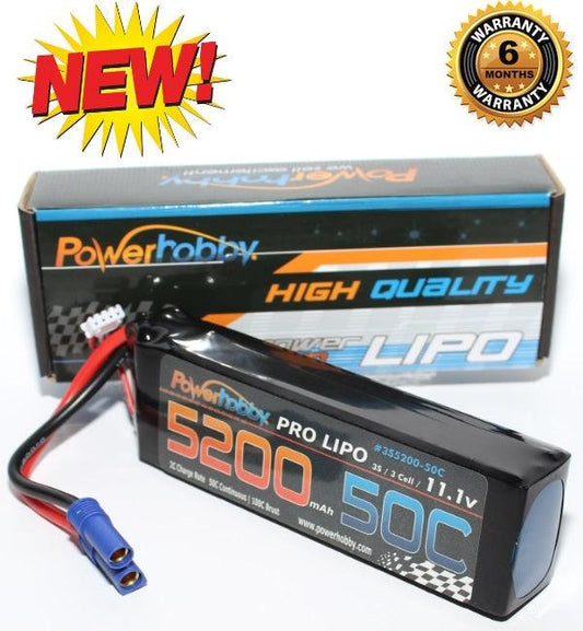 PowerHobby 3S 11.1V 5200mAh 50C Lipo Battery Pack w EC5 Plug 3-Cell