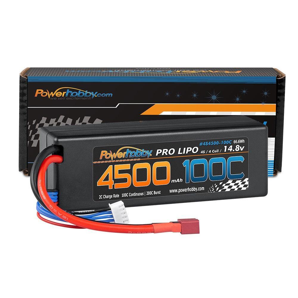 Powerhobby 4s 14.8V 4500mah 100c Lipo Battery Deans Hard Case 4-Cell