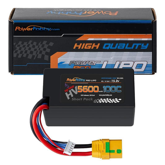 Powerhobby 4s 15.2V 5600MAH 100C HV Lipo Battery XT90 Plug Hard Case SHORT