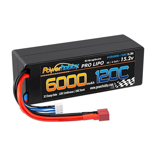 Powerhobby 4s 15.2v 6000MAH 120C Graphene + HV Lipo Battery Deans Plug Hard Case