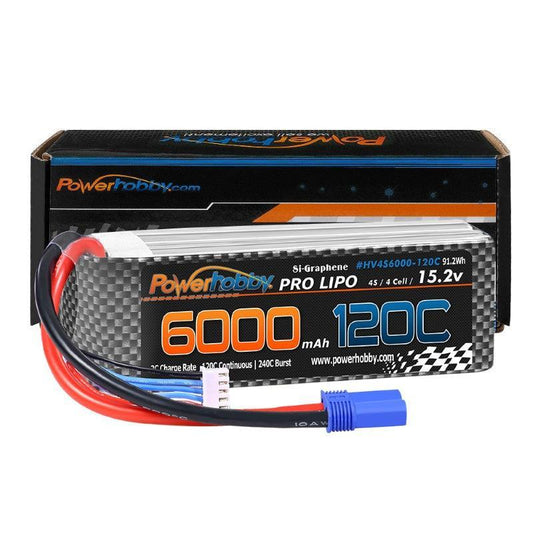 Powerhobby 4s 15.2v 6000MAH 120C Graphene + HV Lipo Battery EC5 Plug Soft Case
